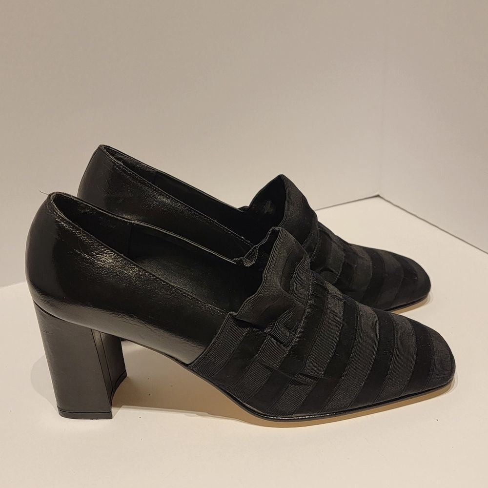 Womens Vittorio Ricci Black Leather Ruched Heel size 8.5